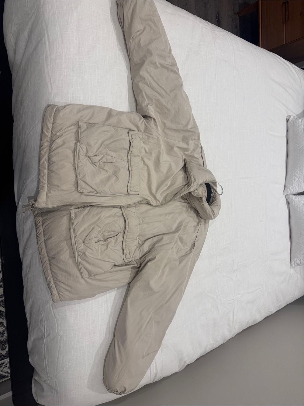 We The Free Light Beige Bomber Puffer Jacket - Picture 2 of 5